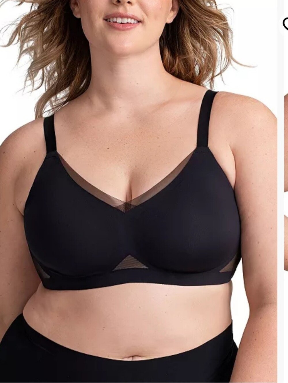 Honeylove Crossover Wireless Bra Black Sheer Padded Adjustable Sz 36 D/DD (E)
